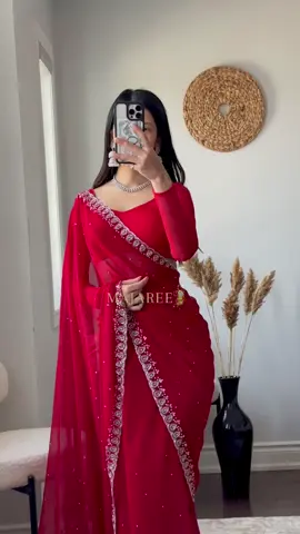 Main character energy in every drape. This red saree isn’t just fashion—it’s a statement.  Heavy Handwork on the border and stone work all over.  Falls and pico done✅  Comes wity unstitched blouse piece  #majaree #nepalcanadatiktok🇳🇵🇨🇦 #nepcan #fyp #rajasthan #redsaree #redsareelove 