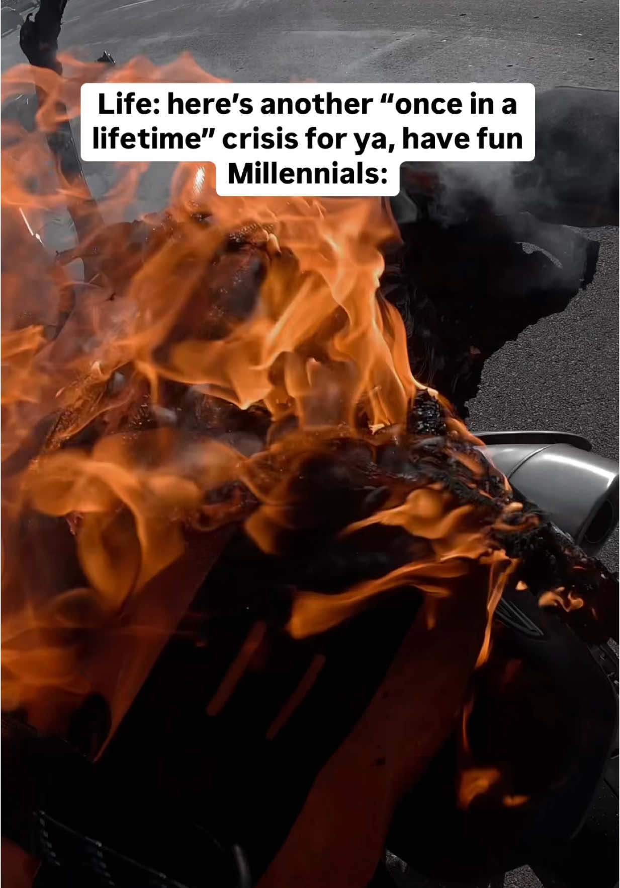 Another #onceinalifetime crisis? Sure, why not? 🚬🥱  #bikersoftiktok #bikerlife #bikerhumor #jokesonjokes #crisisavertedmaybe #millennialsoftiktok #millenialproblems 