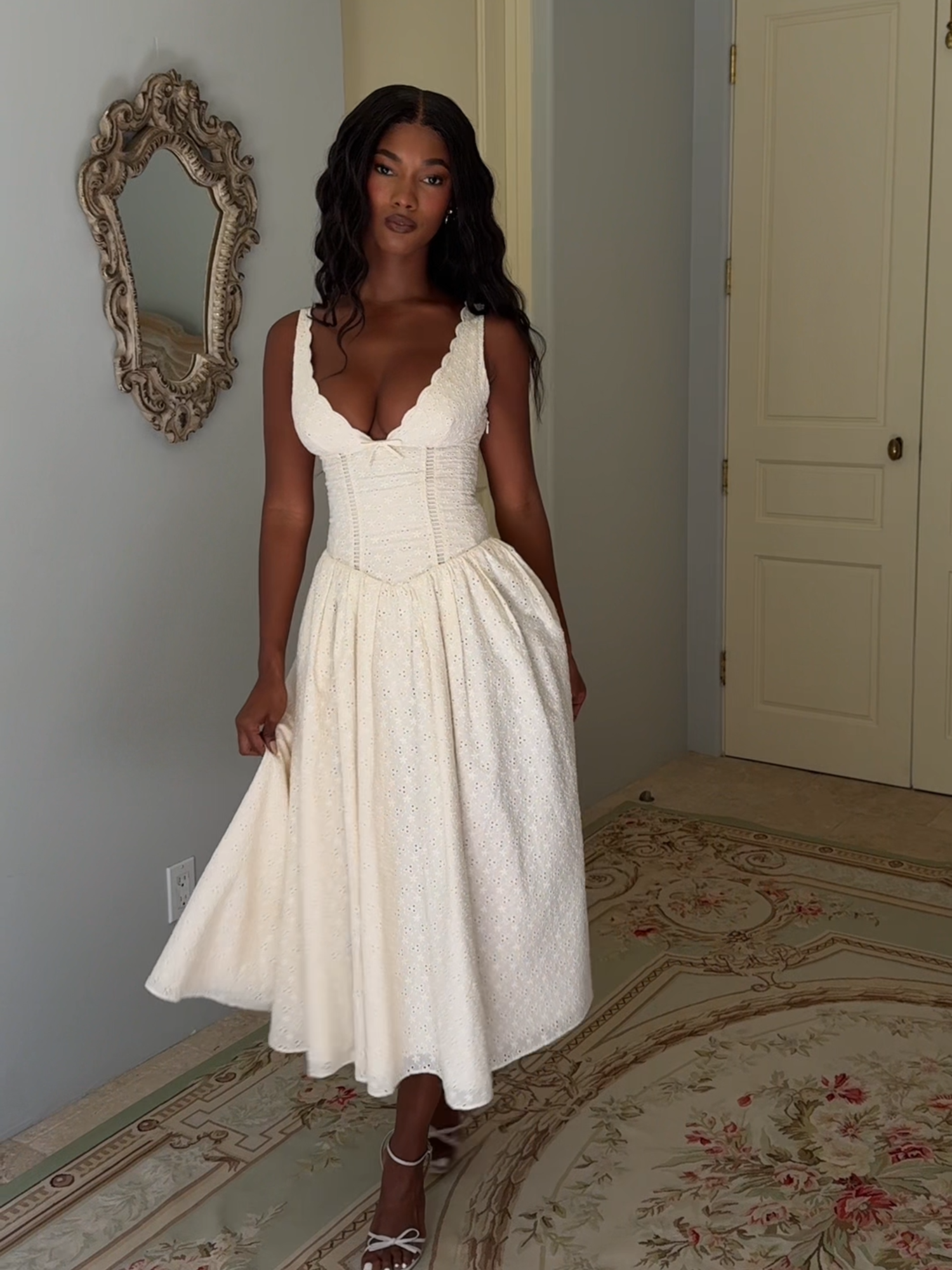 The most perfect Spring dress 💐🤍 #ohpolly #ohpollydress #princessdress #spring #outfitinspo #summerdress #promdress #sundress #whitedress