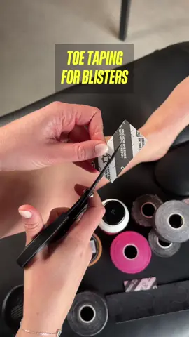 Toe blisters bugging you? 🤔 Cut up some of our Kinesiology Tape into strips a little wider than your toe, and try to avoid wrinkles. Check out our TikTok Shop of the Tape! #SPORTTAPE #toeblisters #toe #runningblisters