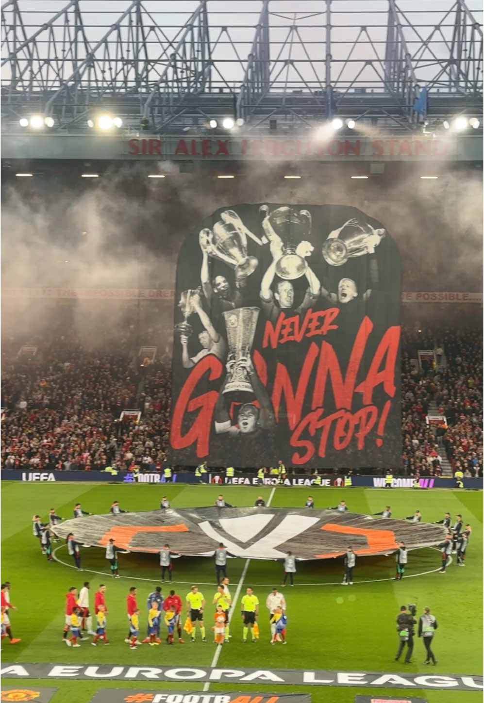 Great atmosphere at Old Trafford for tonight’s Europa League quarter final against Lyon 