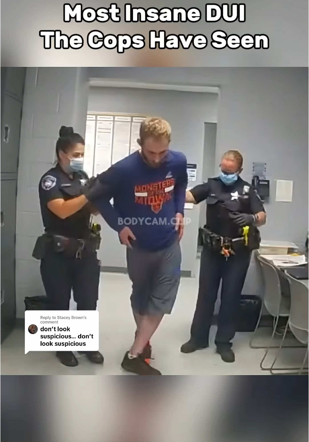 Replying to @Stacey Brown He is brought back to the police station where he is asked to perform field sobriety tests. What do you think is going on here? #bodycamera #duiarrest #fypツ #copcam 
