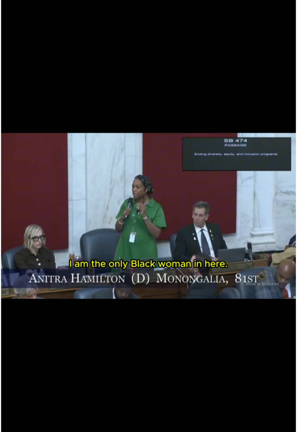 Del. Anitra Hamilton (D - Monongalia) spoke in opposition to SB 474, a bill that will end all diversity, equity, and inclusion programs in the state. 🎤 