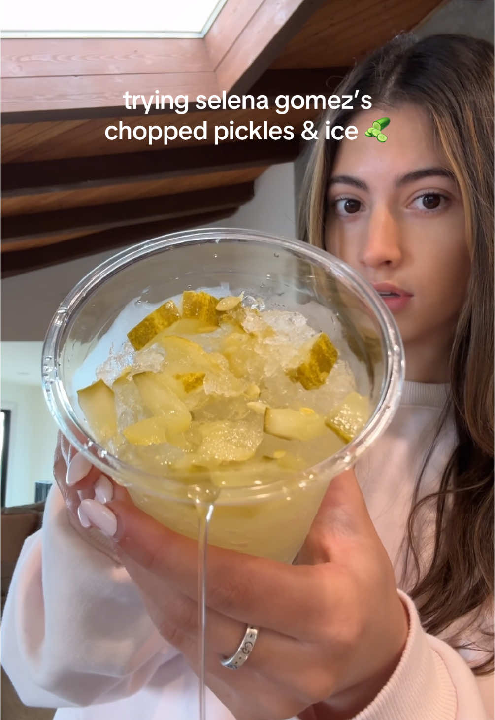 would you try chopped pickles & ice? 👀🥒 #trending #viral #selenagomez  