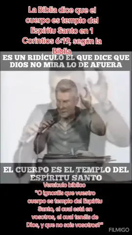 La Biblia dice que el cuerpo es templo del Espíritu Santo en 1 Corintios 6:19, según la Biblia Gateway.  Versículo bíblico  