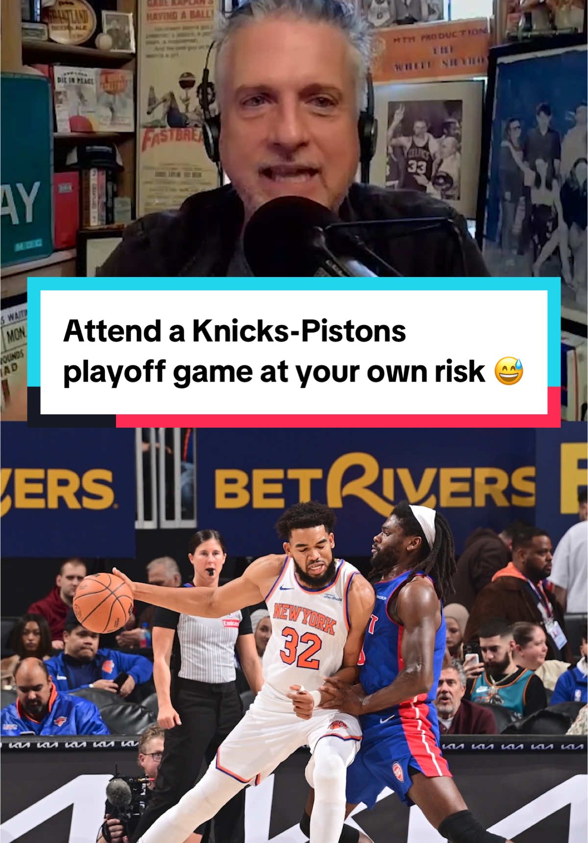 Attend a Knicks-Pistons playoff game at your own risk 😅 #NBA #nbaplayoffs #knicks #pistons #newyorkknicks #detroitpistons #BSPodcast 