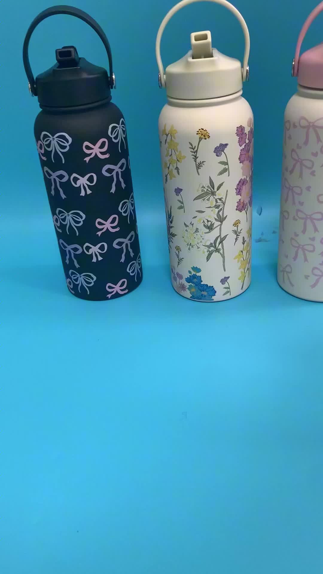 1000ML Thermos Bottle Thermos Cup Stainless Steel Water Bottle Aquaflask Tumbler Sports Bottle Botol Air Tahan Sejuk floral thmeros Kitchenware Heater #tumbler