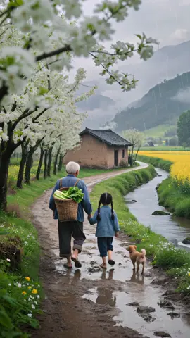 Mưa rơi lách tách ven bờ Tay ông vẫn nắm, như chờ ta thôi… Đường quê hoa nở bên đồi Ngập tràn ký ức – tuổi đời còn thơ. #q#quêhươngk#kỷniệmđẹph#hạnhphúcgiảnđơnc#conđườngtuổithơm#mualadomuag#gócnhìnquêf#familybondbìnhyêntrongtim