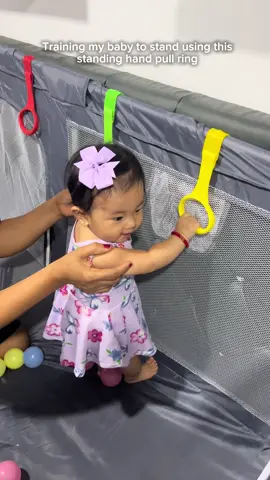 Training my baby to stand using this pull ring assistant 💯✨ #babiesoftiktok #pullringassistant #babystanding #babystand 