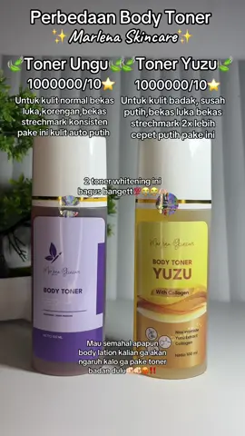 ini ya bedanya toner ungu dan toner kuning yuzu💜💛😍kalian tim mana ni????#toner #tonerbadan #tonermarlena #tonerpemutihbadan #tonerwhitening #tonerviral #rekomendasitonerbadan #kulitbadak 