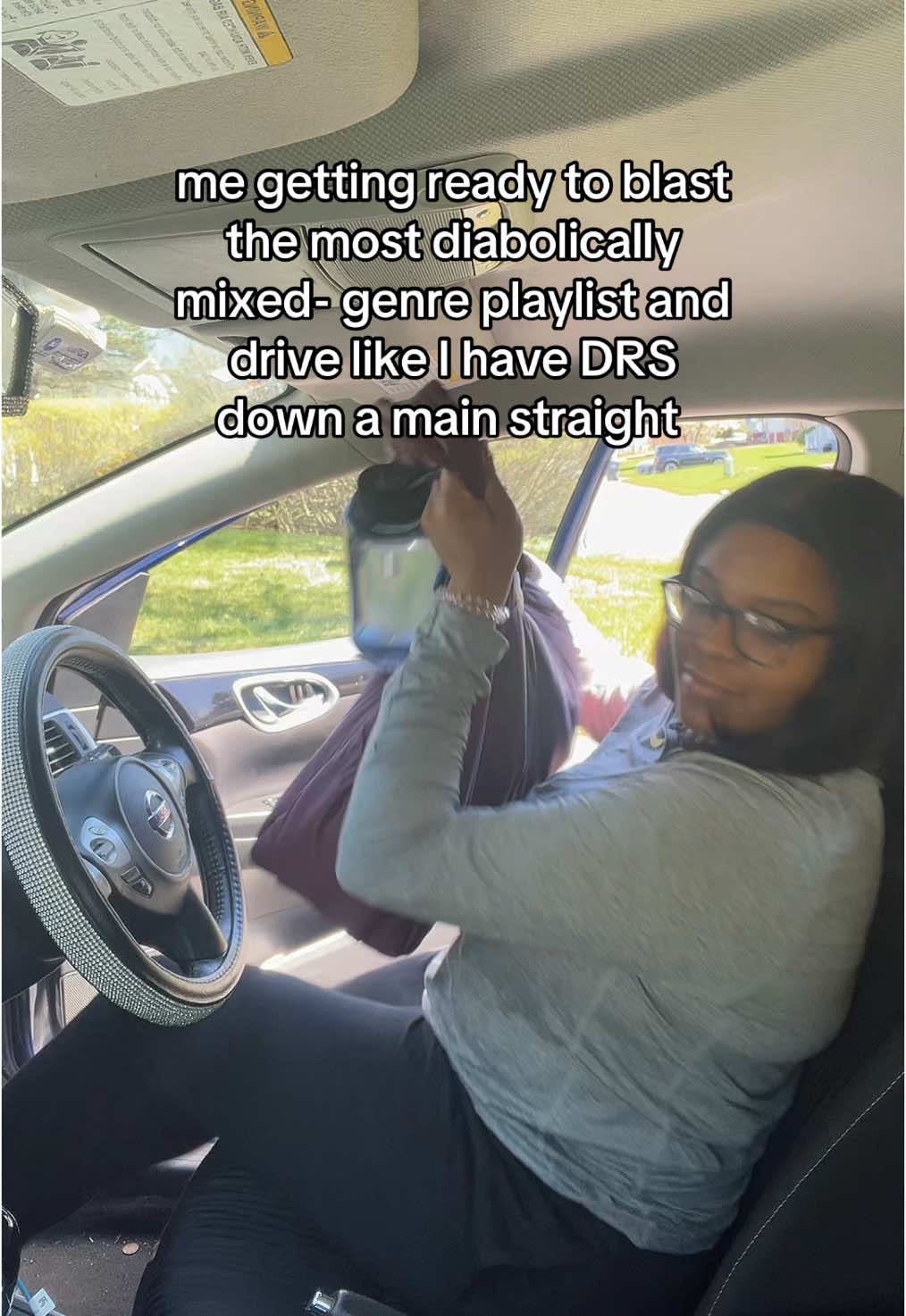 I promise the only thing the other drivers are suffering from is having to witness my concerts as I drive by 🎤🎶 #driving #viral #karaoke #car #f1 #playlist #spotify #roadtrip #TikTokShop #fyp #foryoupage #formula1 #f1tiktok #f1contentcreators #smallcreator @Spotify @Formula 1 @Nissan USA 