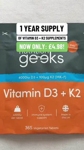 A 1 year supply for only £4.98! #vitamind3k2 #vitamind #vitamink #vitamindeficiency #calciumdeficiency #calcium 