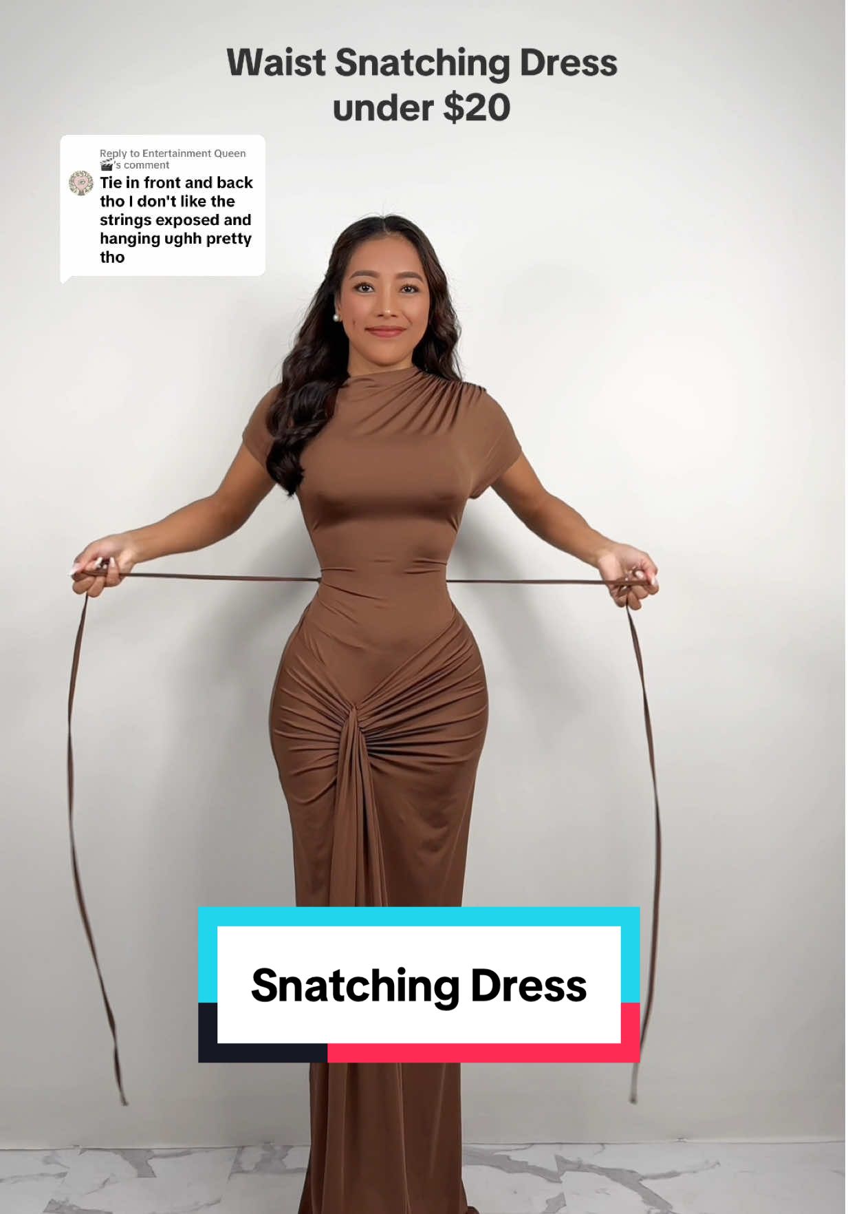 Replying to @Entertainment Queen 🎬  Yess! you can tie the strings around the waist as well!😍 #waistsnatchingdress #waistsnatching #snatched #snatchedwaist #waistcincher 