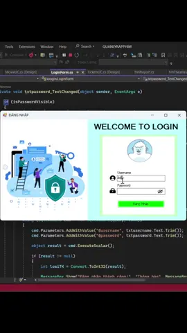 Login nhìn trộm  🫣#winform #laptrinh  #trend #foryou #code #viral #tiktok #login #viralvideo 
