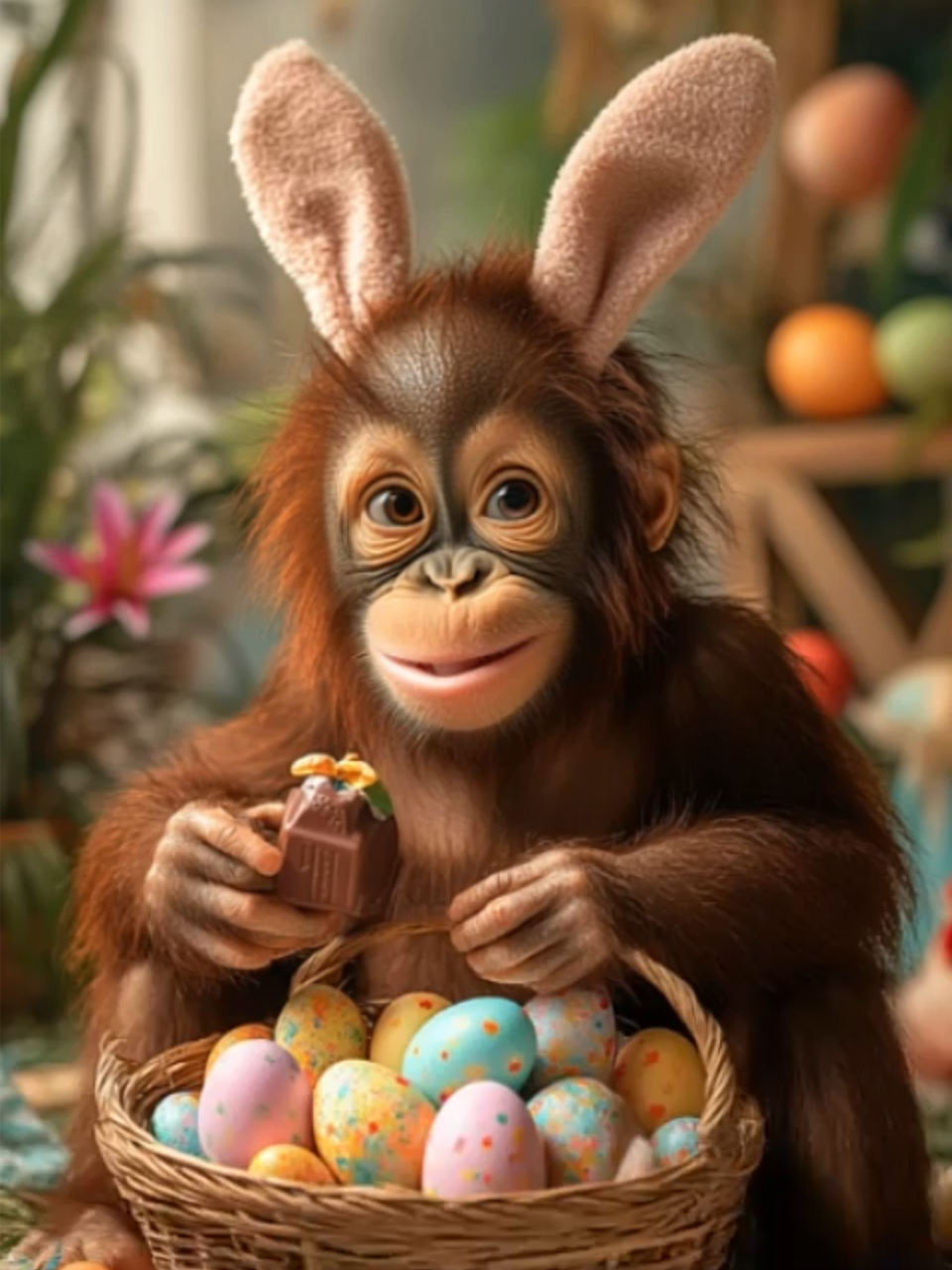 J'adore le chocolat ! #singe #mignon #coeur #paques