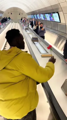 Giving rose on escalator😭🌹 #fyp #foryo #foryoupage #watchtillend #viral_video #foryoupage❤️❤️ #socialexperiment 