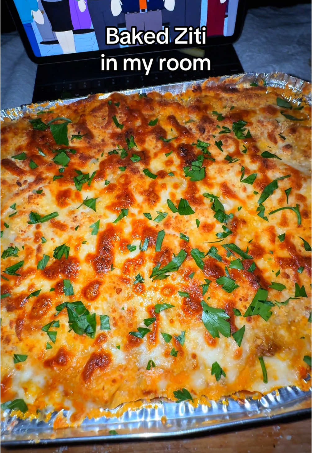 Making Baked Ziti in my room! 🍝 🇮🇹 — Ingredients and instructions below 👇  Ingredients include:  • Ziti pasta • Ground Chuck • Ground sausage • Italian seasoning • Yellow onion • Garlic • Shallot • Olive oil • Marianar sauce • Salt & pepper • Crushed red pepper • Mozzarella • Ricotta  • Pecorino • an egg • Parsely Baked ziti is one of those dishes that feels like a hug in casserole form, and it’s super easy to throw together. Boil your ziti noodles until just shy of done, then mix them with a combo of marinara sauce and ricotta cheese (add a little mozzarella if you want it extra gooey). Brown some ground beef or sausage—optional but highly recommended—and stir that in too. Layer everything in a baking dish like lasagna: pasta mix, shredded mozzarella, maybe a little extra sauce on top, and repeat. Bake until the cheese is melted and bubbling with those perfect golden brown edges. Garnish with parsley. Let it sit for a few before digging in—if you can wait. #lazypotnoodle #foodtiktok #FoodTok #pasta #bakedziti #ziti #pastarecipe #pastatiktok #italianfood #Foodie #EasyRecipe #EasyRecipes #comfortfood 