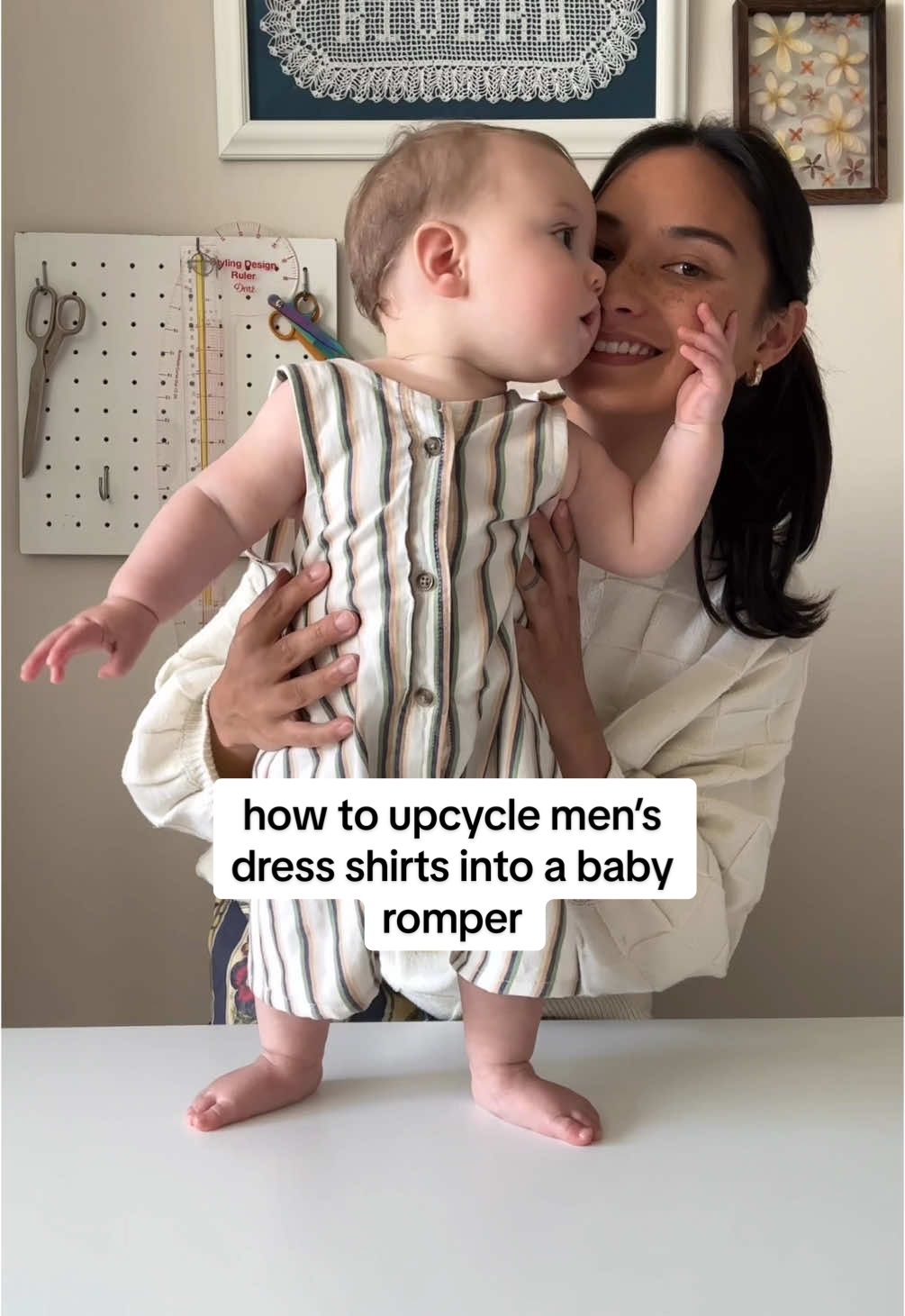 this is such a great hack! if you thrift men’s dress shirts there are always a ton of colors and prints to choose from!  pattern: i bought it in etsy - Baby Romper by @tinydesignpatterns  if you are making a bigger size just make sure you find larger shirts!  #myakayemade #handmadebaby #diybaby #sewing #sewingpattern #sewingproject #diyfashion #babysewing #upcycle #thriftflip #sewingtiktok #sewingforyoupage #sewingtutorial 