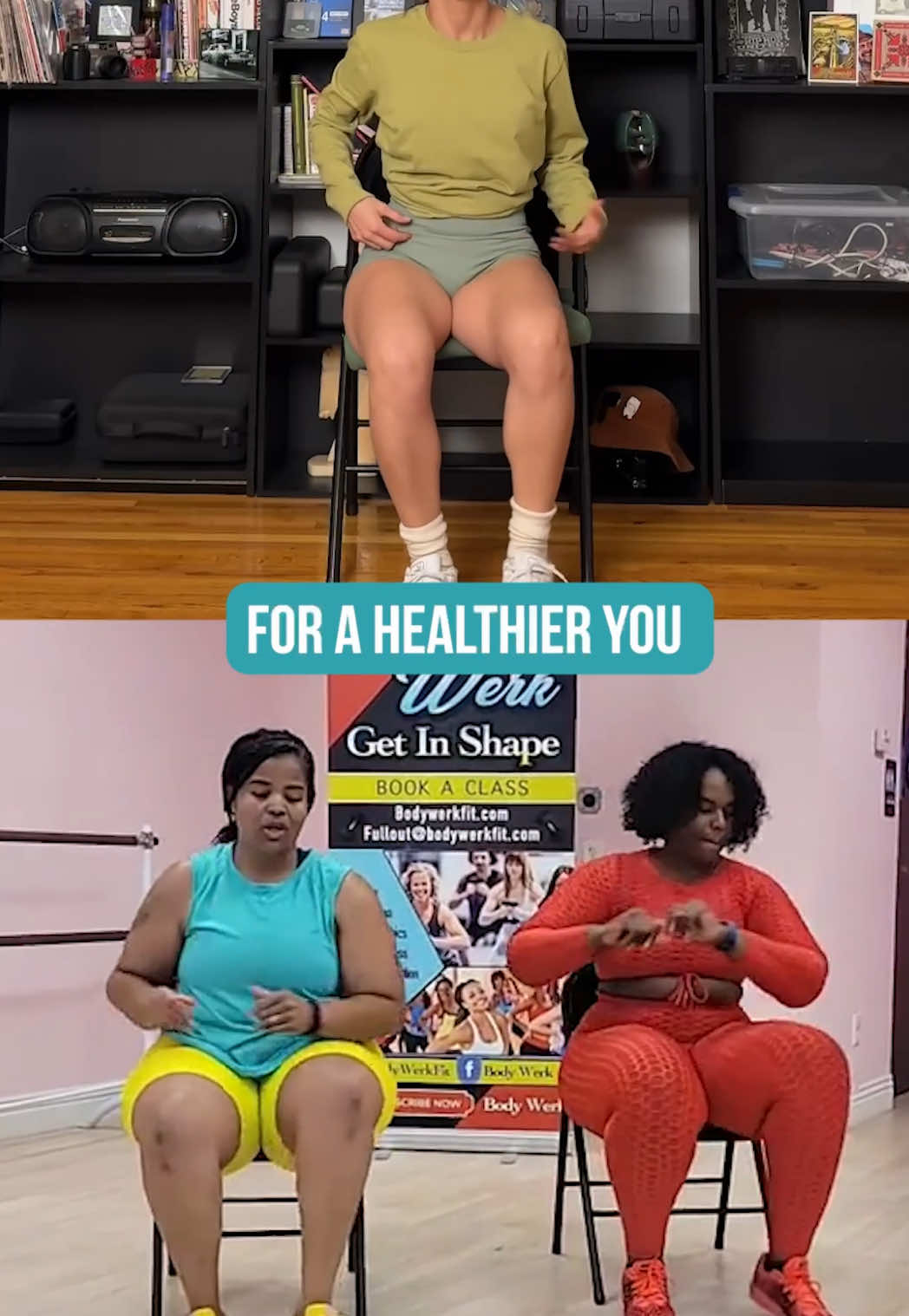 #duet with https://vm.tiktok.com/ZMBs5UWeW/ Burn calories, boost confidence, and have fun! 🔥💃 Try our chair workouts today. Link in bio! Dance with @Akilah at Body Werk or @Everdance app ! 💪 Try it now 👉 Link in bio #Everdanceapp #BodyWerkFit #inclusivefitness #bodyinclusive #danceworkouts