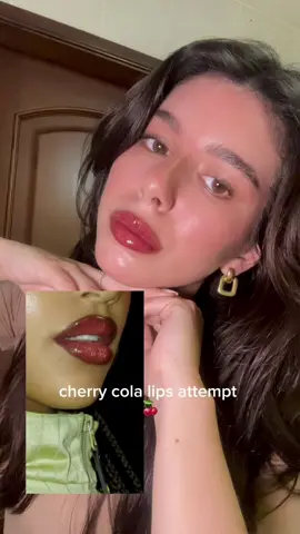 My subtle version of cherry cola lips 🍒  #cherrycolalips #cherrylips #makeup #lipliner #lipcombo #liptint #rhodeliptint #espressoliptint #raspberryjelly #kyliecosmetics 