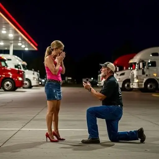 Romance was in full throttle last night at the Hucks/Pilot truck stop in Mayfield Kentucky when parking lot hostess Crystal Murphy, 39, received a surprise marriage proposal from Robert Abrams, a long-haul trucker she’s been seeing “off and on depending on his route.” “I figured if I’m gonna lock down my girl, it oughta be where we fell in love—next to a Peterbilt and a dumpster that smells like last months roller dogs,” Robert said. Crystal tearfully said yes, to cheers from nearby truckers and a guy microwaving a burrito. The couple plans to honeymoon at the Pilot in Beaver Dam. “We’ll splurge and get the big shower room,” Crystal confirmed.     #boneheadcrew #trucksoftiktok🆘 #loghauler #truckersoftiktokfamily #trucker #heavyhaul #cattlehauler #truckersoftiktok #truckers #truckertok 