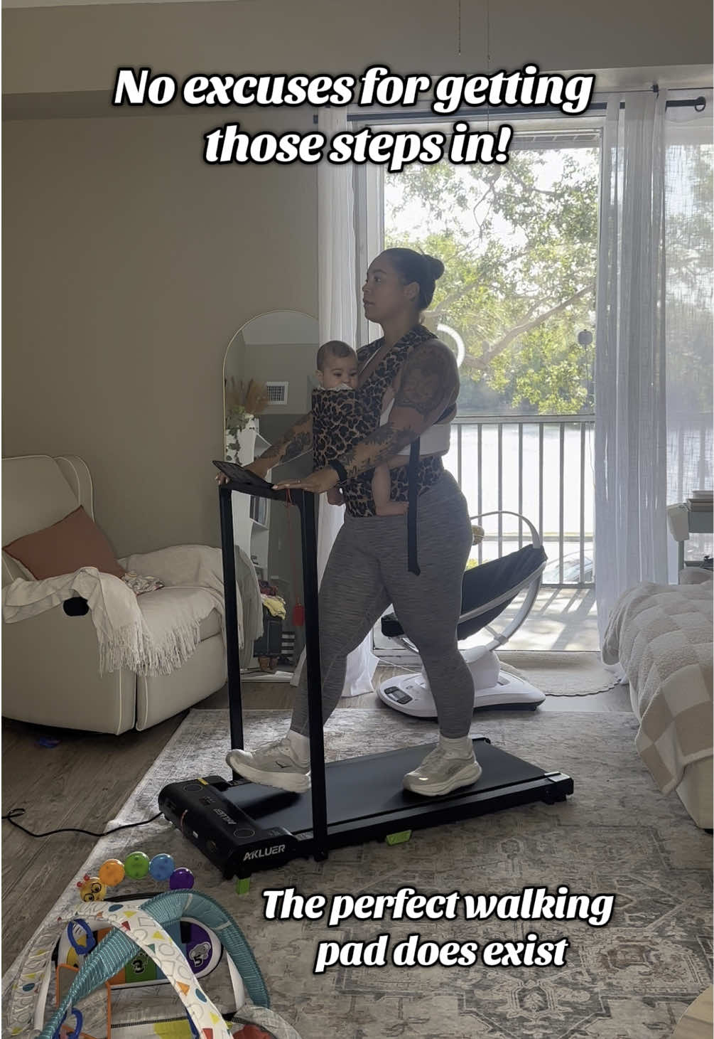 The baby naps while I step 🥹 no excuses #walkingpad #akluer #akluerwalkingpad #treadmill #postpartumexercise #exercises #homeworkout 