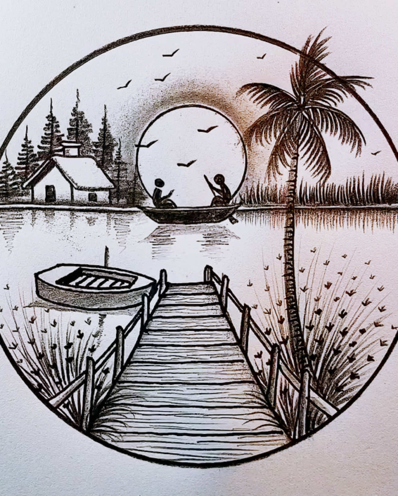 Amazing sunset rivers views  . . . #draw #howtodraw #amazing #fyp 