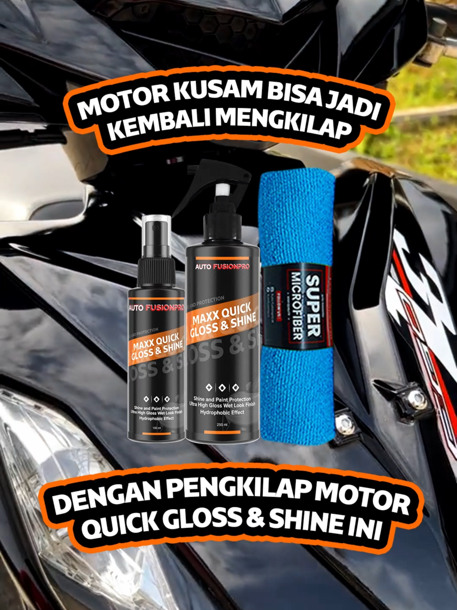 siapa yang lagi nyari pengkilap motor, yang bisa bikin motor kusam jadi kembali kilap lagi nih. quick gloss and shine ini solusinya !!! #quickglossshine #vario150 #aerox #pengkilapbodymotor