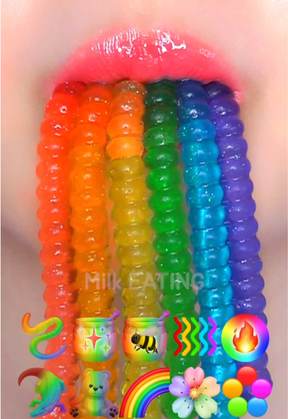 레인보우 이모지 먹방❤️💛💚🩵💜 Rainbow Emoji Food #입술먹방 #ASMR #eating #먹방asmr #MUKBANG