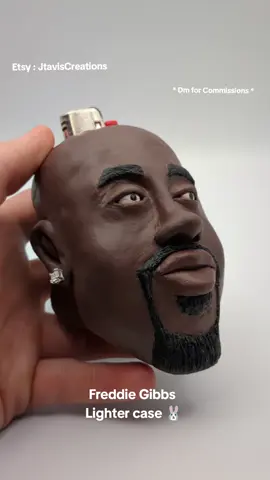 Freddie Gibbs case+ Rabbit keychain (DM for commissions). Etsy : JtavisCreations  Polymer clay / matte finish . . . . . . . #sculpture #hiphop #freddiegibbs #rap #collectible  #polymer #edc #foryoupage  #weirdart  #lightercase