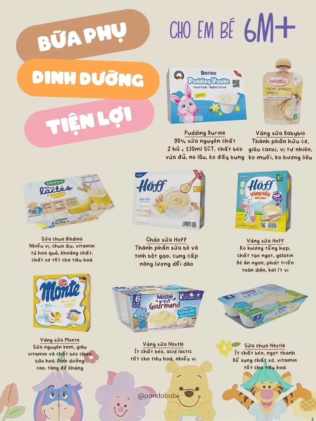 Tổng hợp cho các mom đang đau đầu suy nghĩ bữa phụ ăn gì cho bé khởi đầu ăn dặm #pandababi🐼 #buaphuchobe #andam #andamcungbe #andamtruyenthong #vangsua #suachuanguoi #hoaquanghien #chaosua #pudding #Burine #PuddingBurine #TraComBurine #nuoiconnhantenh #chamsocmebe 