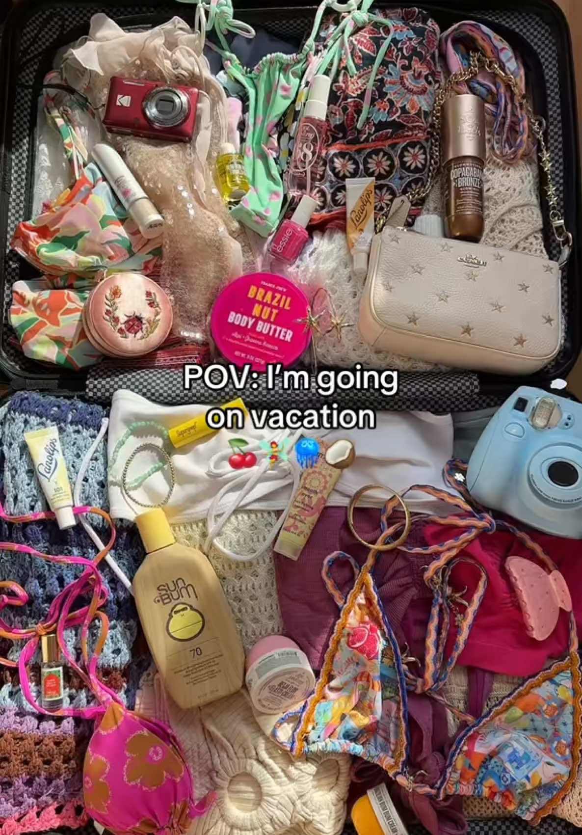 My vacation suitcase essentials 🍒❤️🍓 #travelessentials #vacationmode #vacation #vacations #fyp #shopping #haul #beautyfavorites #tiktokshop #viral 
