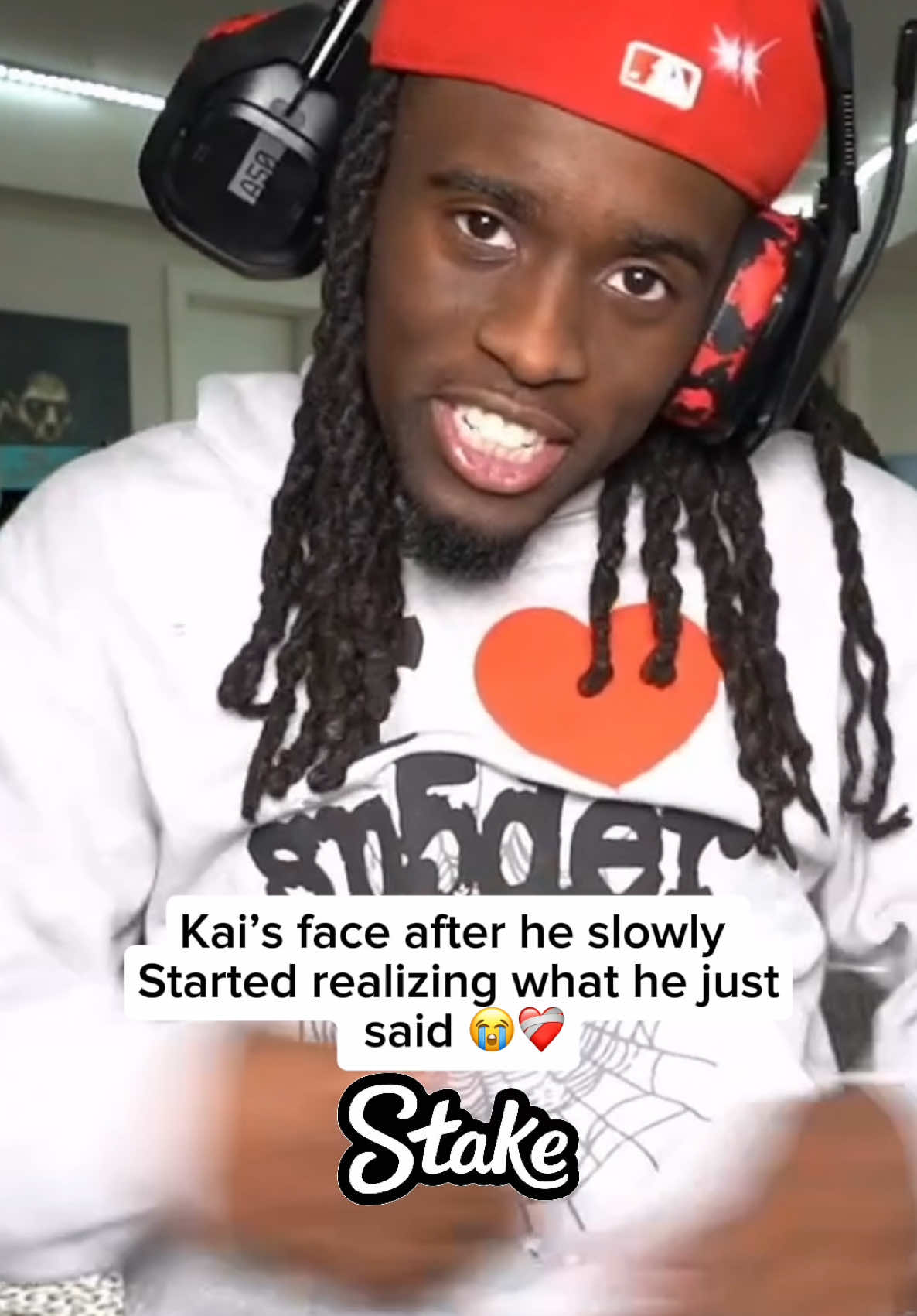 Kai’s face after he slowly  Started realizing what he just  said 😭❤️‍🩹#fyp #kaicenat #viral 