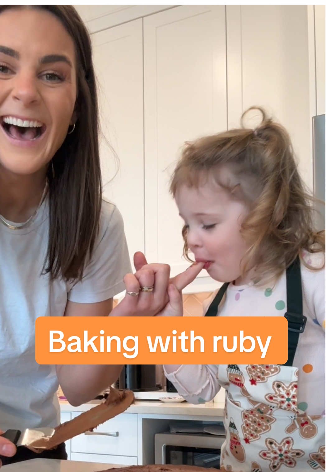 I swear she was having fun 😅😂 #baking #chocolatecake #toddlers #cake #chocolate #bakingwithkids #beldoesstuff 