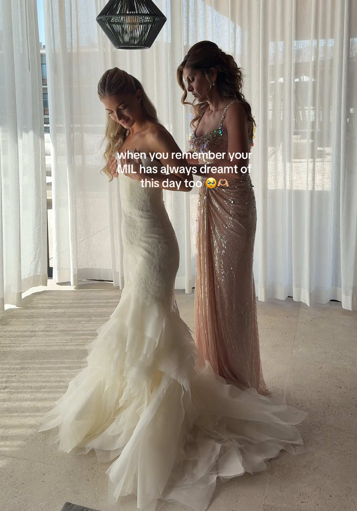 she may be my mother in law but she has always felt like my mommy since day 1 ♥️ and for that I am so lucky @FOLLOW THE BRIDE thank you for capturing these precious moments that I will cherish forever #weddingdress #motherinlaw #MIL #motherofthebride #wedding #destinationwedding #bridal #bride #motherdaughter #bridetok 