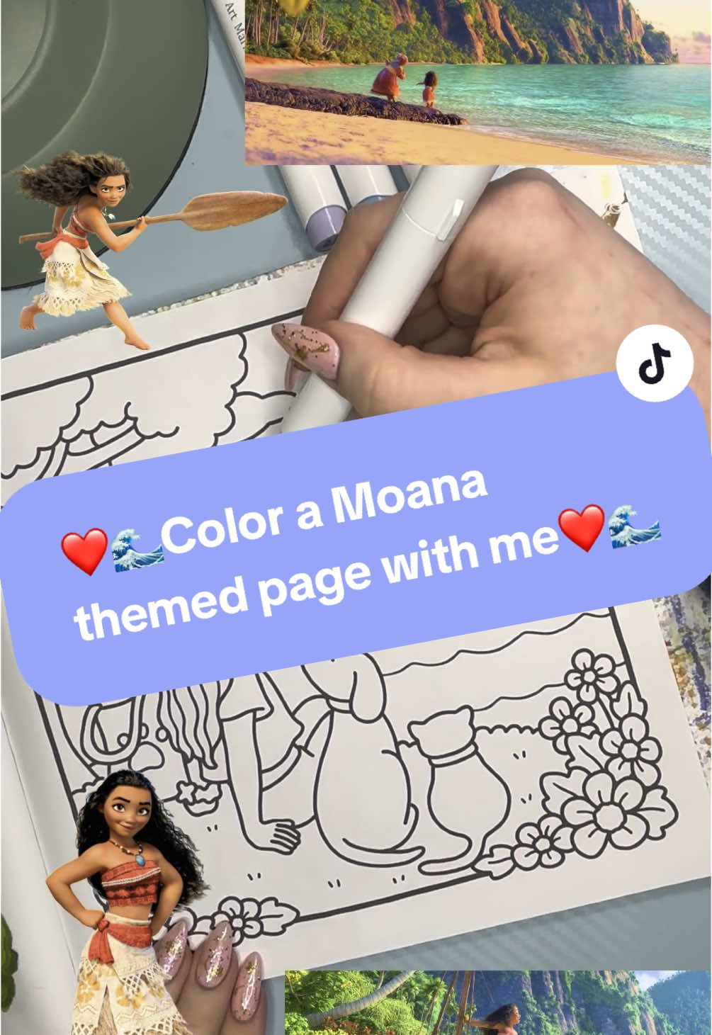 Come color a Moana themed coloring page with me❤️🌊 please leave any questions you have below and I’ll answer them in the next video!! #art #artist #drawing #coloring #ohuhumarkers #cocowyo #girlmoments #asmr #coloringasmr #colorwithme #alcoholmarkers #coloringpage #colortok #coloringtiktok #disneycoloringbook #disney #coloringinspiration #moana #moanaart #moanacoloring #maui #tefiti 