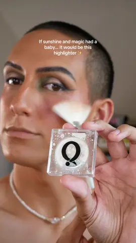 Okay, but this highlighter?? Literal magic ✨ @Question Beauty Dewy Rainbow Pressed Pigment Highlighter is a total game-changer. It has this stunning duo-chrome shift that catches the light so beautifully. The formula is super smooth, blends like a dream, and gives the most radiant, dewy glow without looking chunky or glittery. I love using it on my cheeks for that ethereal, almost wet-looking shine, but my favorite little trick? Popping it on the brow bone for an extra bright, lifted look - it just hits different! 🌈✨ And let’s talk application a using the @xoBeauty Shimmer Fan Brush with this? SUCH a slay. It picks up just the right amount of product and dusts it on so effortlessly for that soft, diffused glow. Perfection. #highlighter #questionbeauty #xobeauty #makeuptiktok #fyppp 