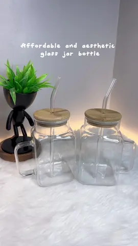Cute and aesthetic glass jar mug ba hanap mo? Baka eto na yun mga mhie 🥰 #glassmugwithstraw #glassjarwithbamboolid #aestheticdrinkware #diydrinks 