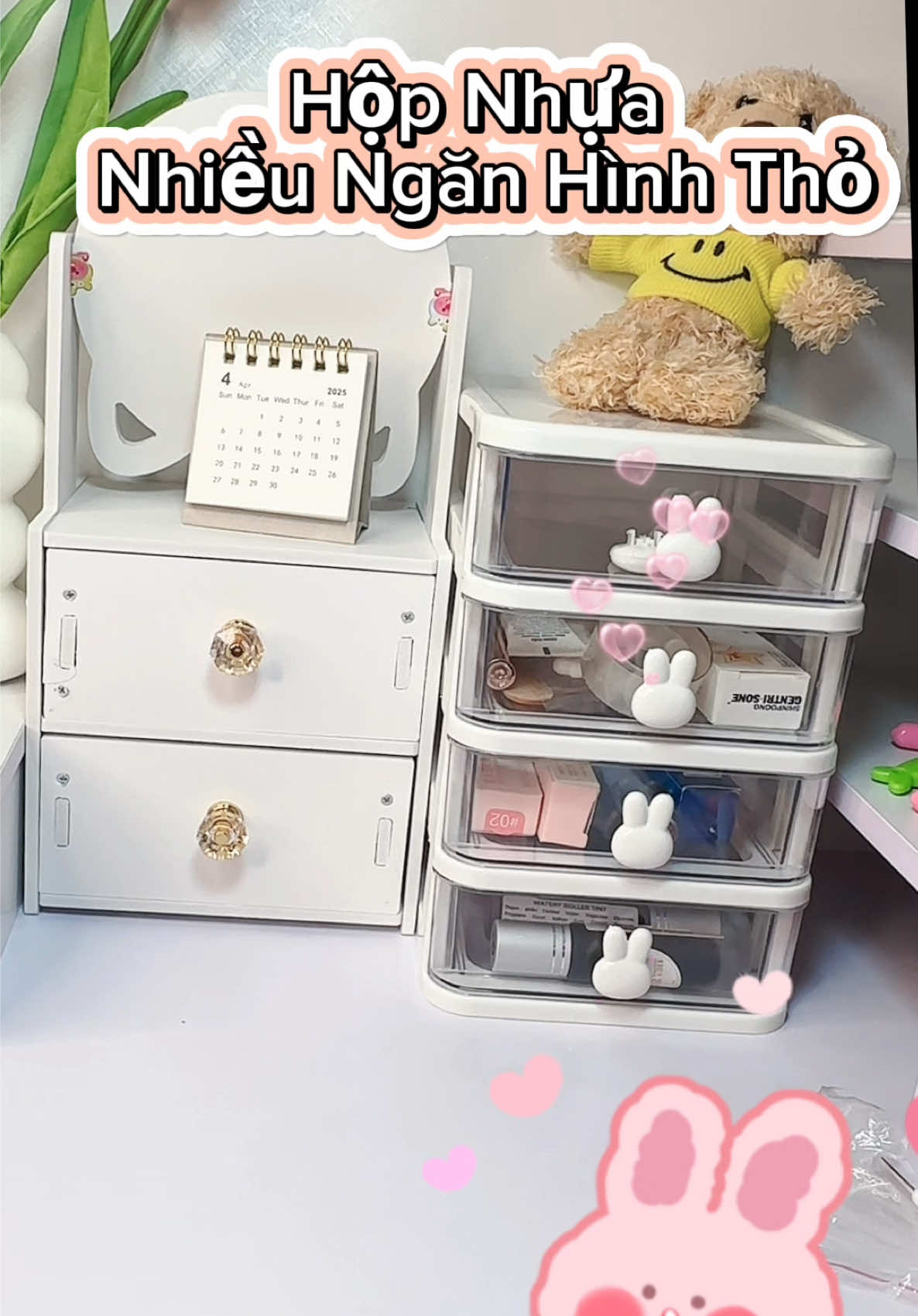 Hộp Nhựa Nhiều Ngăn Hình Thỏ deco bàn làm việc #deco #unboxingvideo #fyp #tiepthilienket 