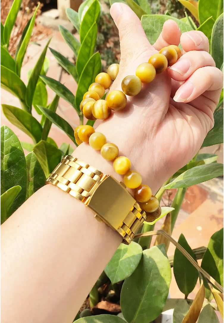 Vòng tay phong thuỷ đá mắt hổ vàng tâm #vongtayphongthuy #vongtay 