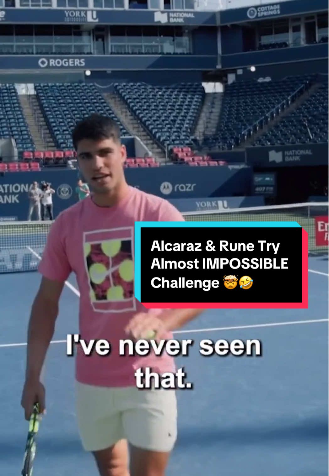 When our Barcelona finalists tried something different… 😲 #tennis #atp #tennistv #sports #alcaraz #rune #toronto #barcelona   @Carlos Alcaraz 🧠❤️🥚🥚 