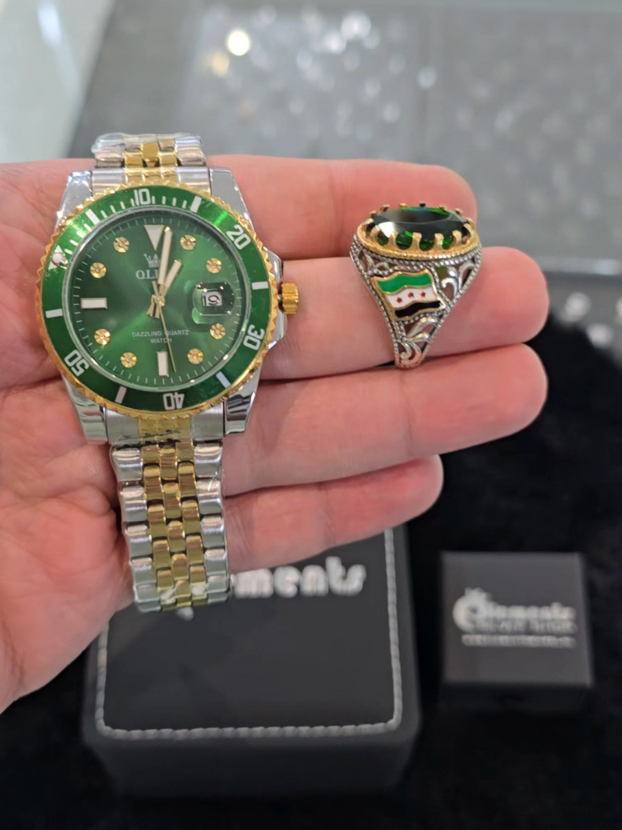 طقم رجالي خاتم فضة عيار ٩٢٥ وساعة أوليفس مقاومة للماء قمة الجمال 😍💐 #خاتم_فضة #silverring #foru #هدية_عيد_ميلاد #هدية_مميزة #luxe #هدايا #silver #elementssilverandmore #fyp #fy #فضة #horloge #عيد_ميلاد #ساعة_يد #watch 