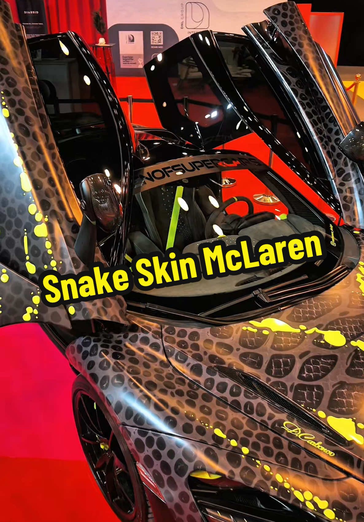 Catch the ‘Art Skin’ McLaren 720S LIVE at World Art Dubai. It’s the final day, let’s go! The wildest McLaren project ever built🐍 Exterior by: Carbonov Design  Interior by: Wael Works Tuned & upgraded by: Infinit Performance Headlights by: Rowl Behind the wheel: @queenofsupercars  #WorldArtDubai #McLaren720S #ArtMeetsSpeed #KingOfSupercars #QueenOfSupercars