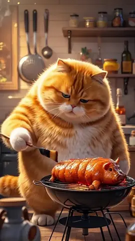 Cat eat pig
