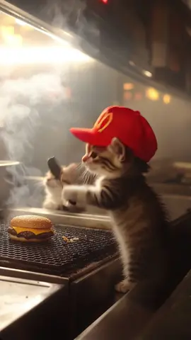 Cats are chef extraordinaire #McDonalds #cats #cattok #viralvideo #funnyvideo #ai #kittens #cattiktok