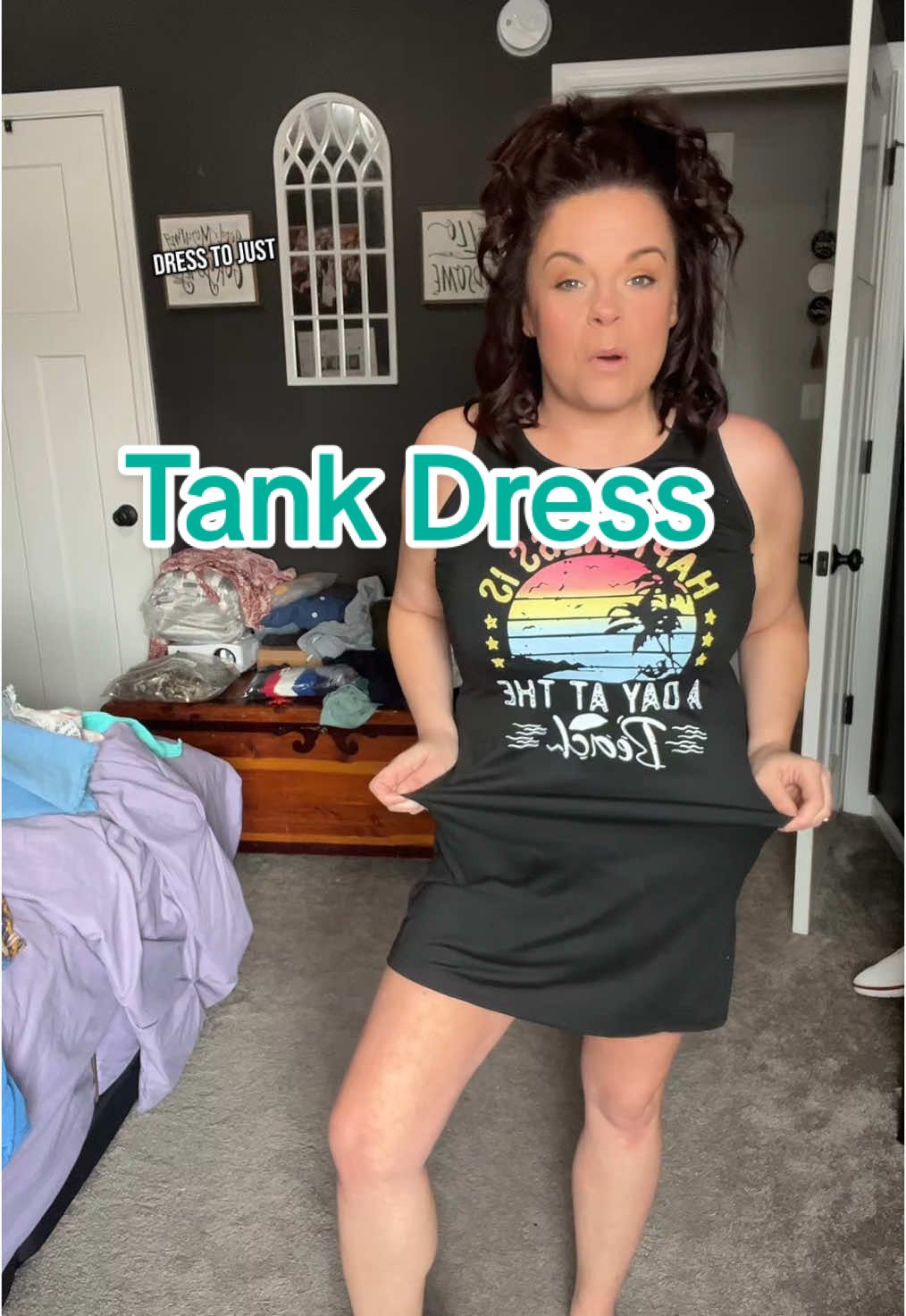 This tank dress makes the perfect beach coverup or casual dress. #SummerFashion #beachwear #beachfashion #casualdress #tankdress #beachdress 