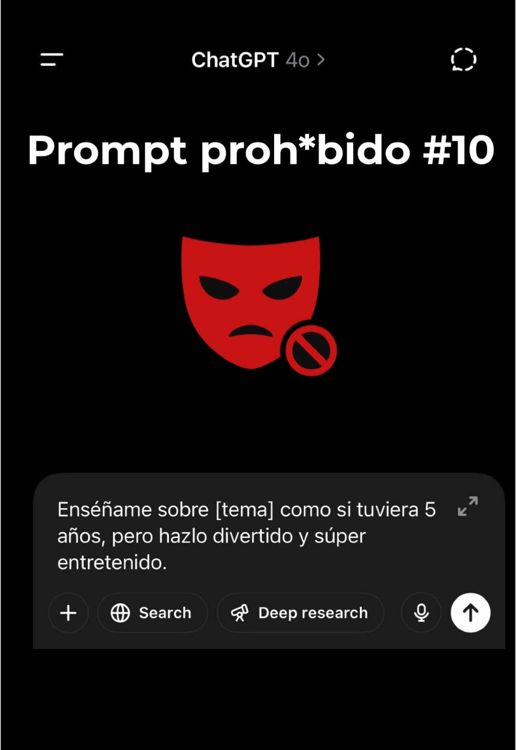 Si esto no te hace entender ese tema complicado… nada lo hará. Pídele a la IA que te lo explique como si tuvieras 5 años (pero sin perder la magia). Este prompt es oro puro para aprender en 6 segundos. #chatgptprompt #aprenderconia #promptEducativo #inteligenciaartificial  ##chatgpttips