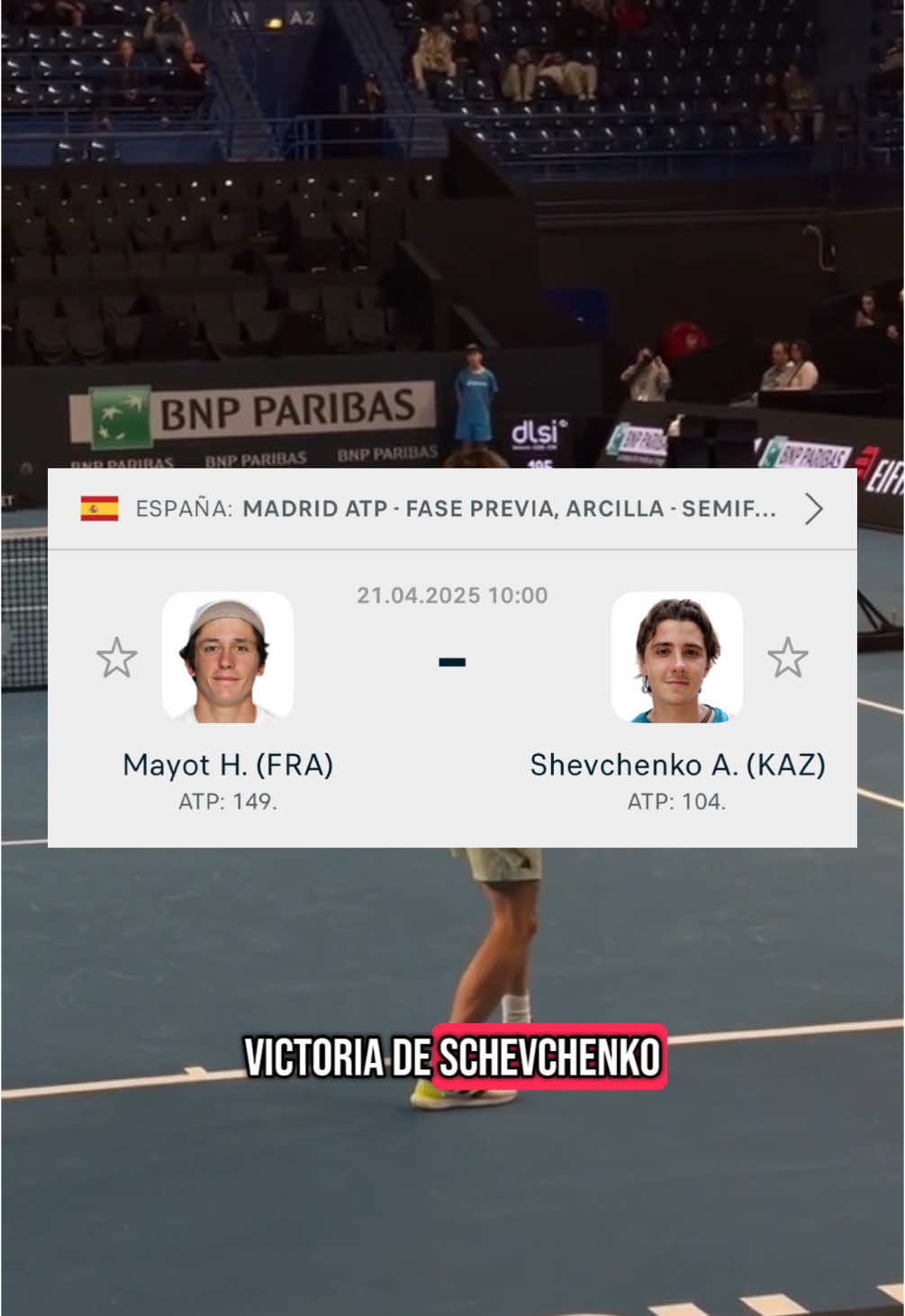 nuestro pronóstico para el día de mañana es la victoria de shevchenko a cuota 1,72 contra mayot. Shevchenko en Madrid se siente como en casa, suele conectar con el público, ganando aquí un challenger y el año pasado ganando a rinderkneck con todo el público a favor. Esto torneo de Madrid va a ser muy especial para el canal donde en nuestro Telegram tendréis previas y los mejores picks a pie de pista, mucho ánimo equipo #tennis #tennispicks #picks #madridatp #cajamagica #shevchenko #mayot #spain #kazajistan #france 