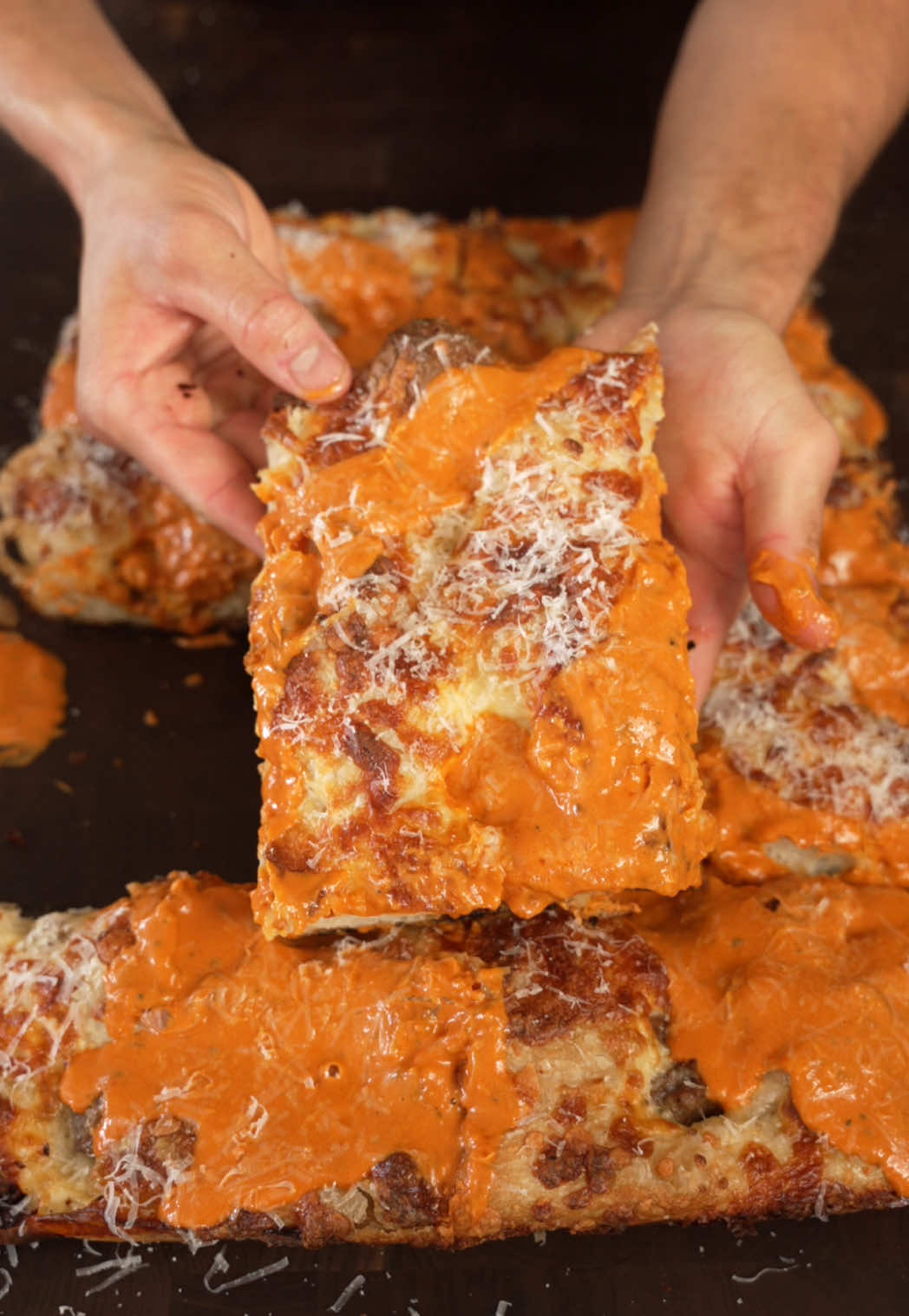 Vodka sauce focaccia pizza #focaccia #pizza 