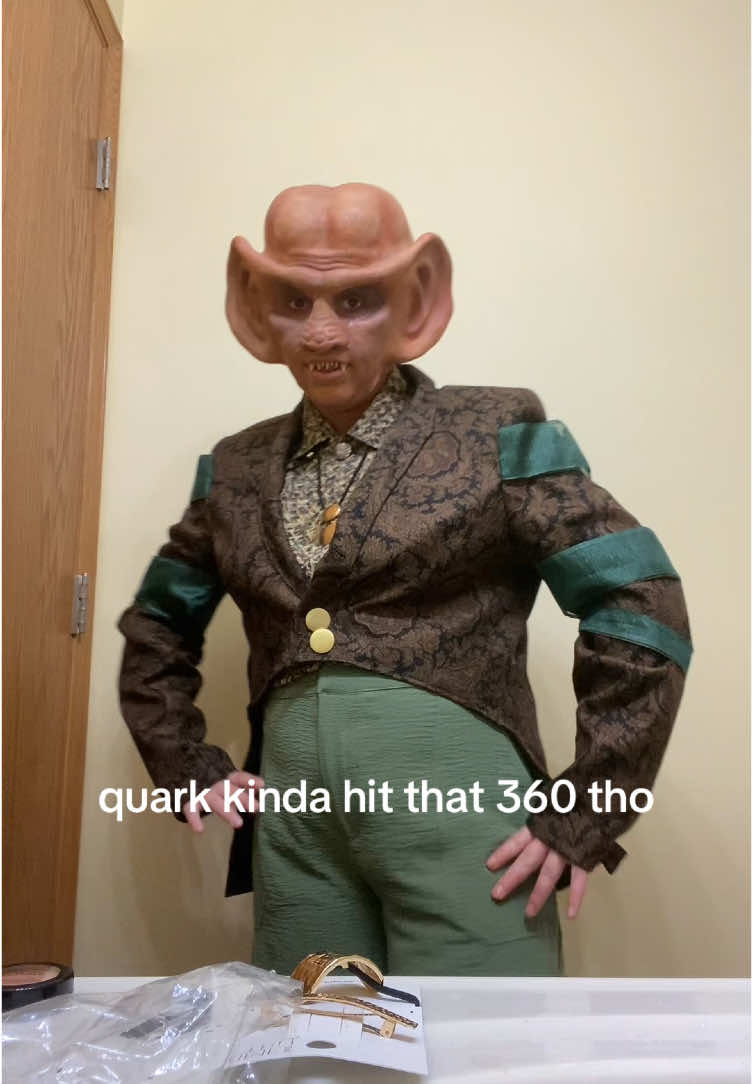 Guys help I can’t stop posting my quark cosplay even though it isn’t even done yet 😭😭 #quark #deepspacenine #ds9 #deepspace9 #ferengi #startrek #cosplay #sfx #startrekcosplay 